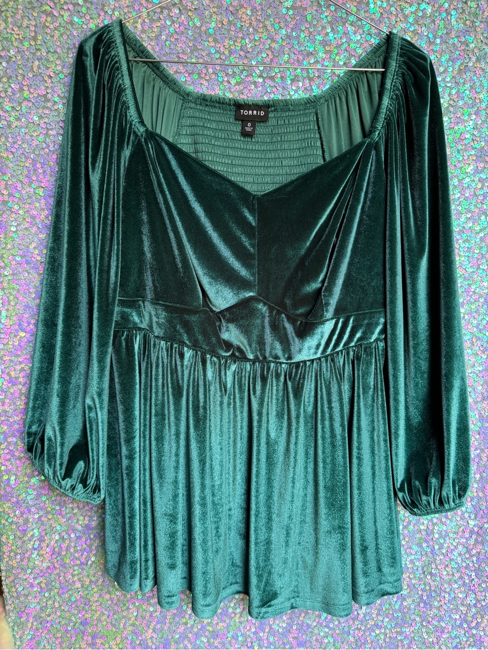 Torrid Emerald Green Velvet Peplum Top